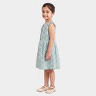 Girls' Light Blue Floral Printed Fit and Flare Frock, Light Blue, small