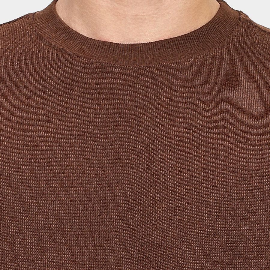 Men's Round Neck Half Sleeves T-Shirt, Brown, large image number null