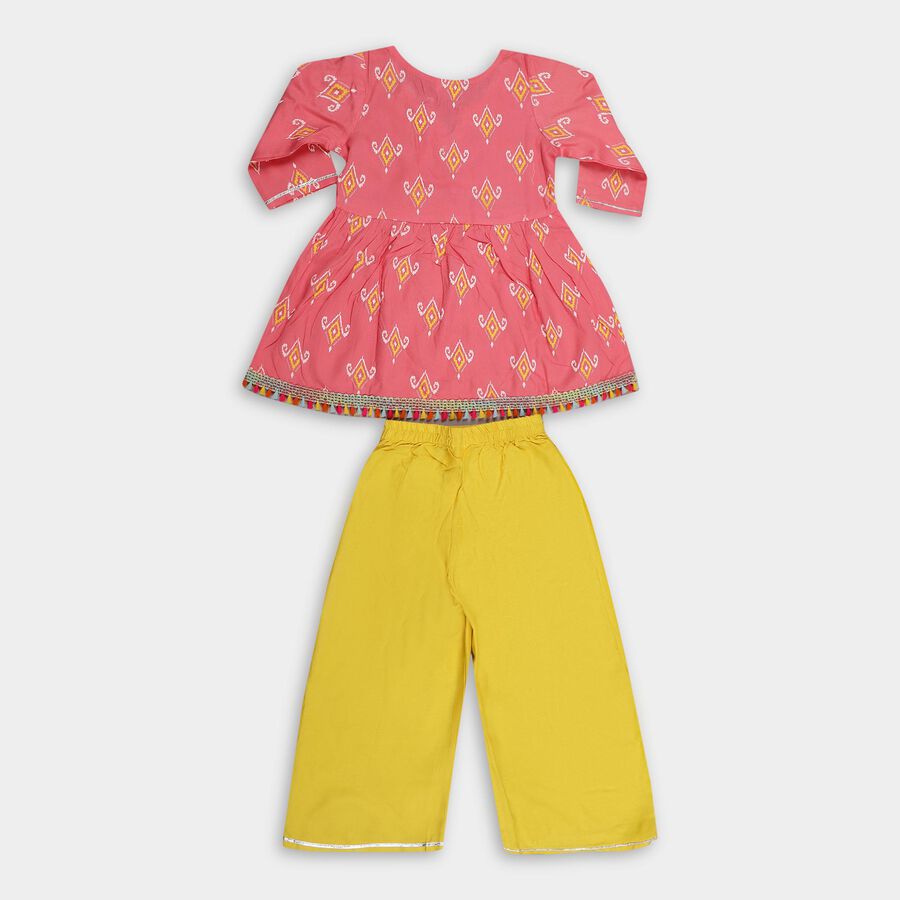 Girls' Bright Pink V-Neck Bohemian Upper and Bottom Set, Pink, large