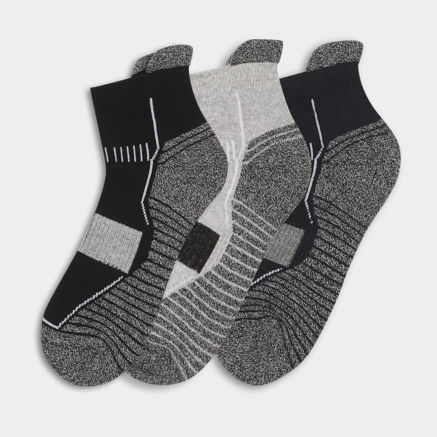 Men's Black and Gray Regular Fit Ankle-Length Socks Pack of 3, नेवी ब्लू, large image number null