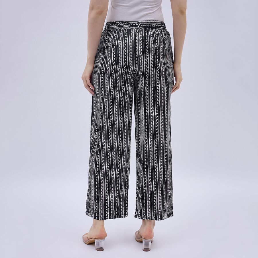 Women's Black and White Printed Wide-Leg Palazzos, काला, large image number null