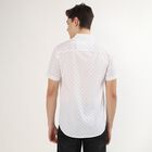 Men's Snow White Cotton Half Sleeve Classic Casual Shirt, White, small