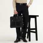 Men's Jet Black Slim Fit Flat-Front Formal Trousers, Black, small image number null