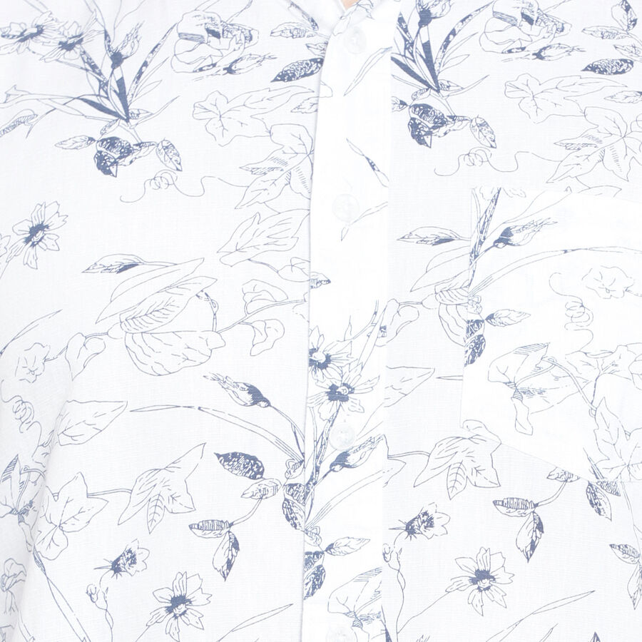 100% Cotton Printed Casual Shirt, White, large image number null