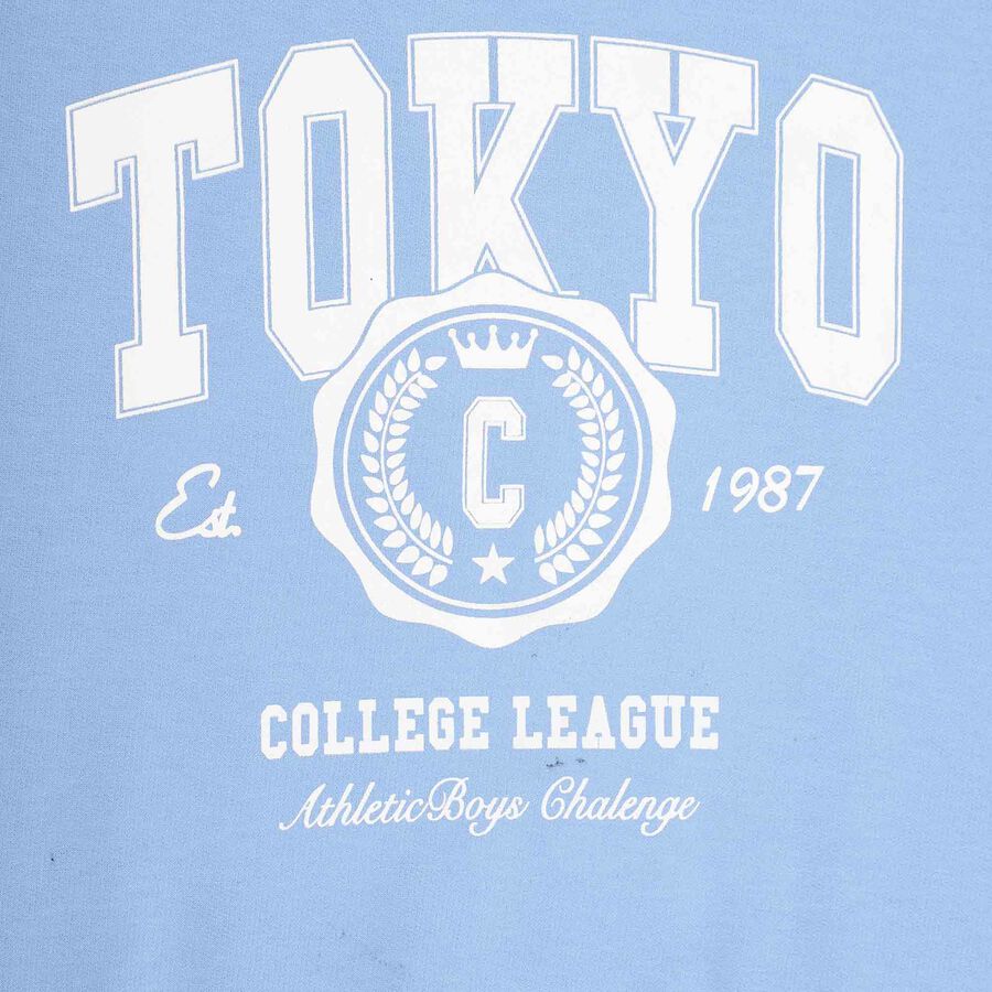 Boys Round Neck Sweatshirt, Light Blue, large image number null