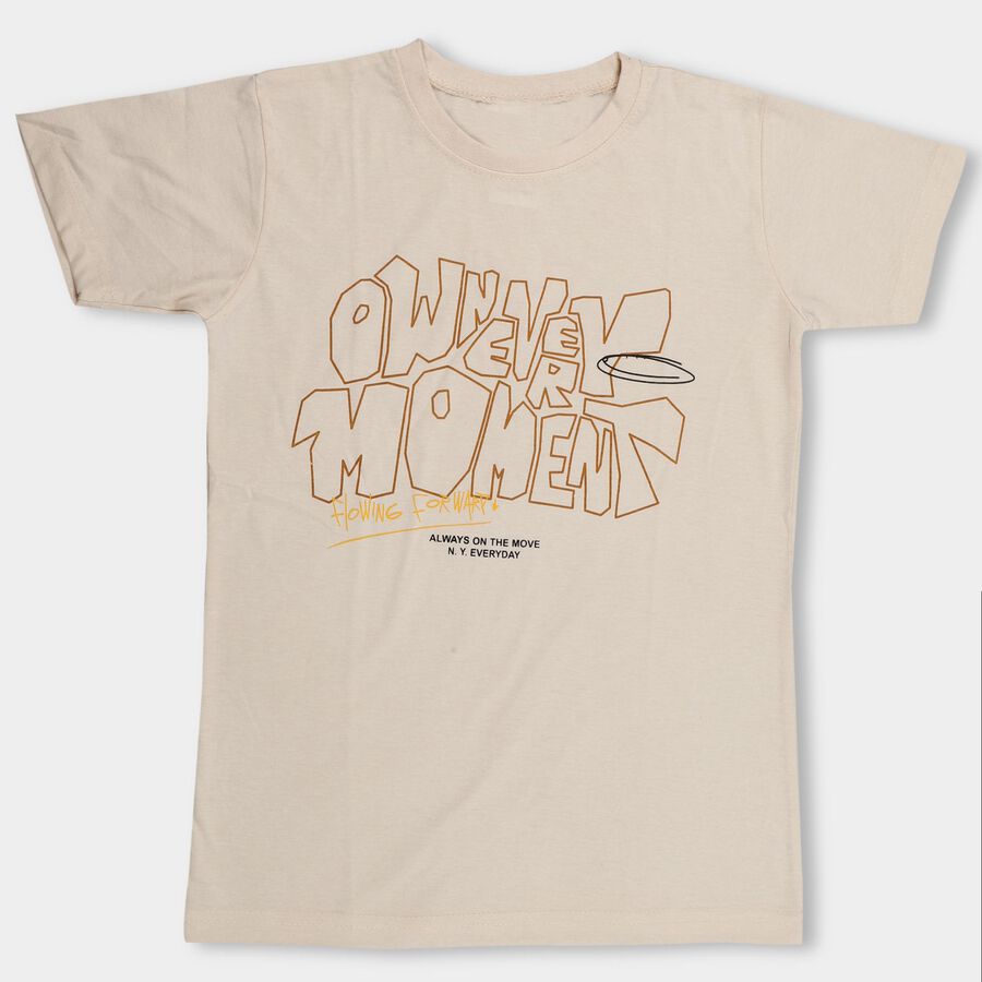 Boys' Half Sleeves T-Shirt, Beige, large image number null