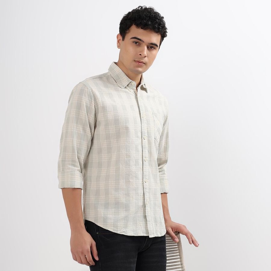 Men's 100% Cotton Casual Shirt, Light Green, large image number null