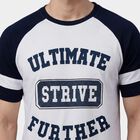 Men's Navy Blue Round Neck Graphic Printed T-Shirt, Dark Blue, small