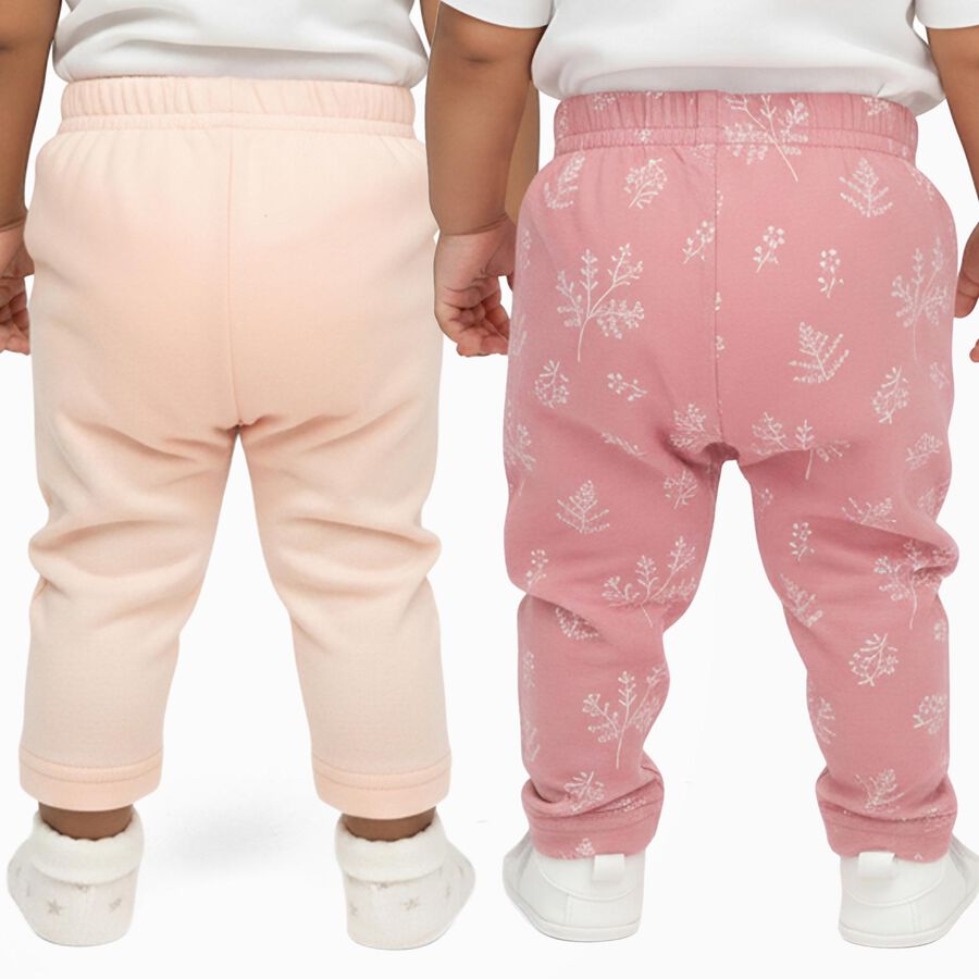 Baby Pink and Peach Cotton Blend Printed Pyjama Set, पीच, large image number null