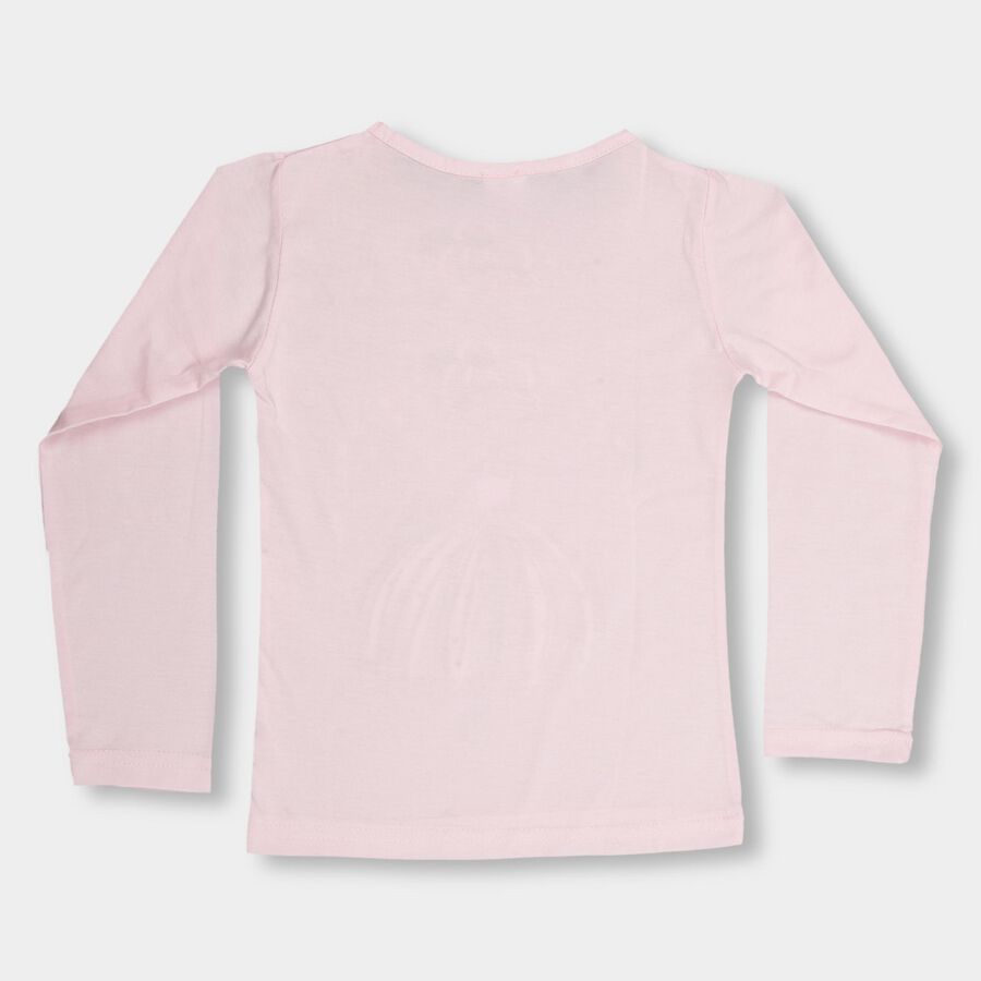 Girls' Light Pink Cotton Round Neck Casual Top, हल्का गुलाबी, large image number null