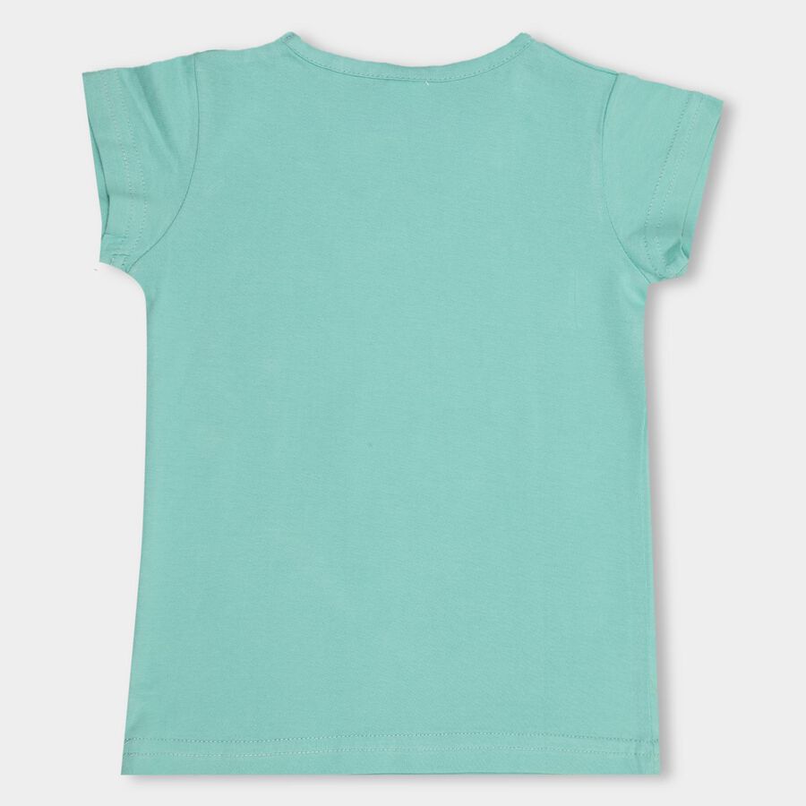Girls' 100% Cotton T-Shirt, हल्का हरा, large