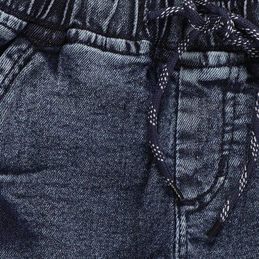 Boys' Faded Dark Blue Cargo Jogger Jeans, गहरा नीला, large image number null