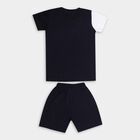 Boys' Navy Cotton Round Neck Graphic Baba Suit, Navy Blue, small image number null