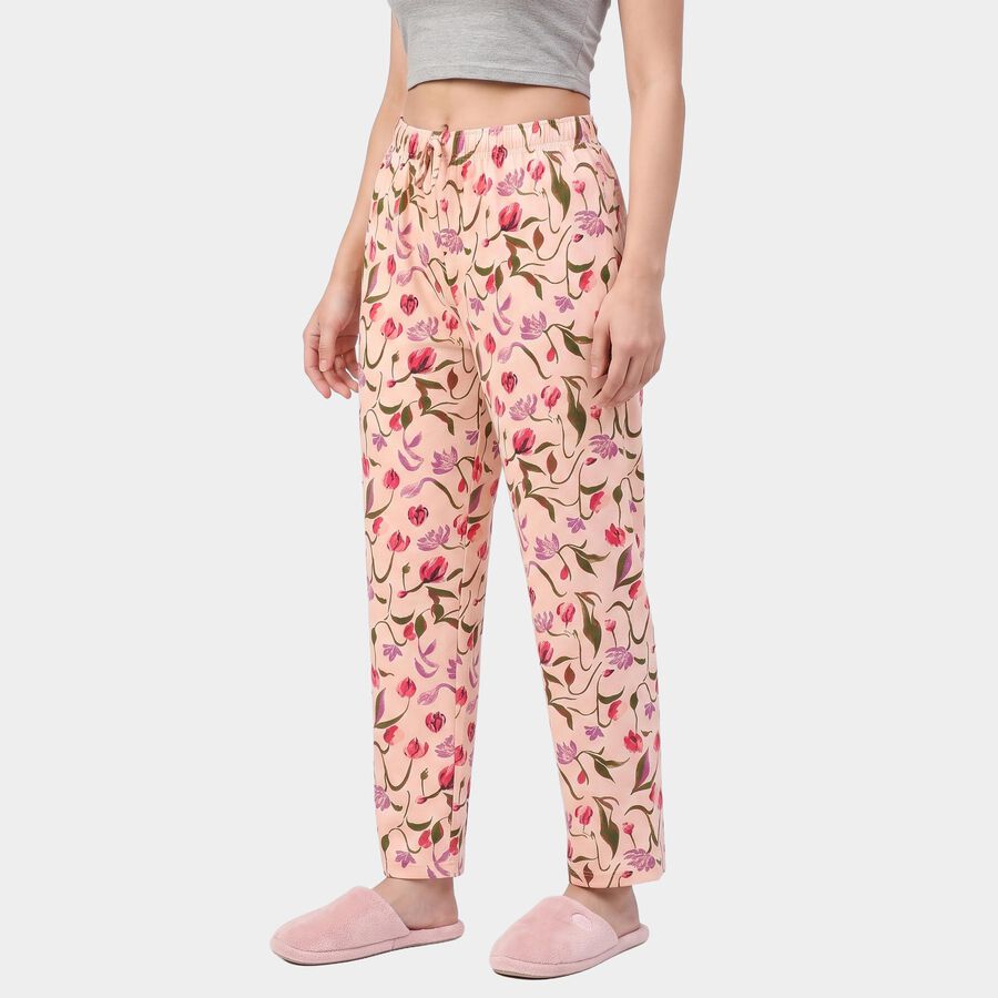 Women's Peach Straight Fit Floral Printed Pyjama, Peach, large