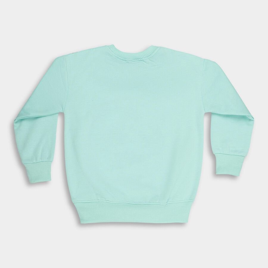 Boys Mint Green Crew Neck Casual Sweatshirt, एक्वा, large image number null