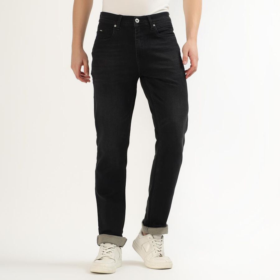 Men's Jet Black Slim Fit Jeans, Black, large