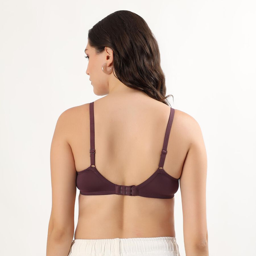 Women's Deep Plum Padded Wireless Bra, वाइन, large