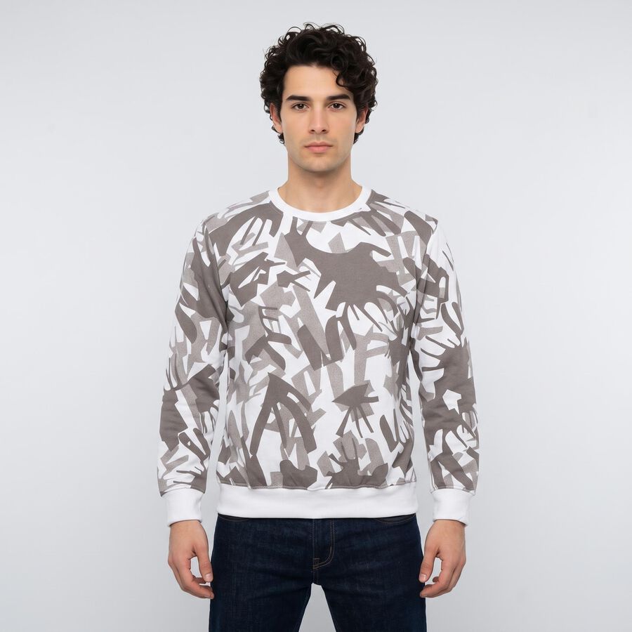 Men's Brown-Color Crew Neck Pullover Sweatshirt, Brown, large