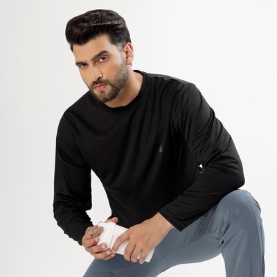 Men's Jet Black Crew Neck Casual T-Shirt