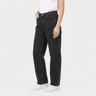 Women's Black Straight Fit Washed Jeans, Black, small