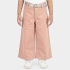 Girls' Light Pink Wide Leg Patch Pocket Jeans, हल्का गुलाबी, small