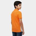 Boys' Bright Orange Cotton Polo Collar Preppy Boys T-Shirt, Orange, small