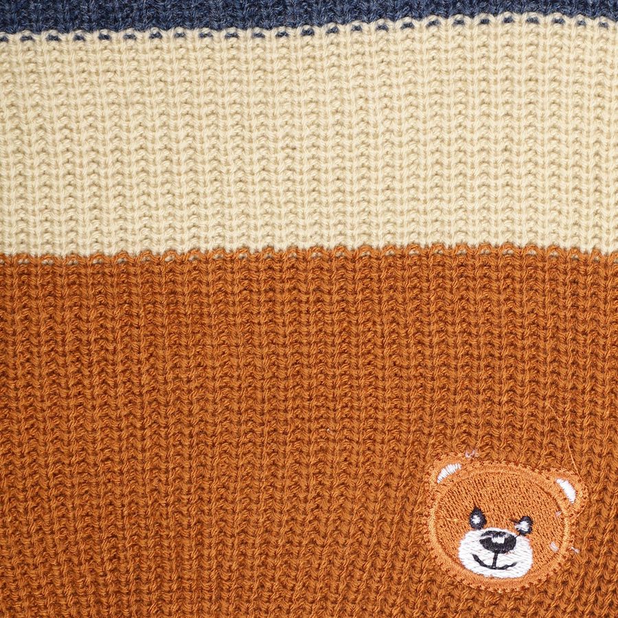 Infants Navy Blue Crew Neck Casual Pullover, मध्यम नीला, large image number null