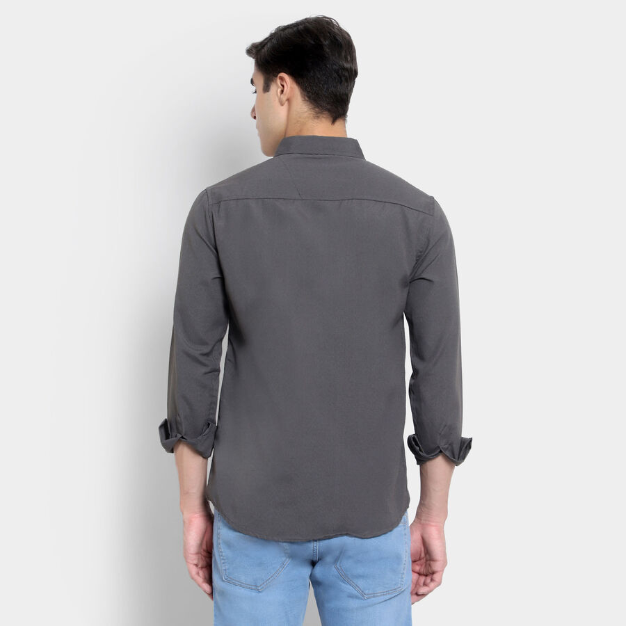 Solid Casual Shirt, Dark Grey, large image number null