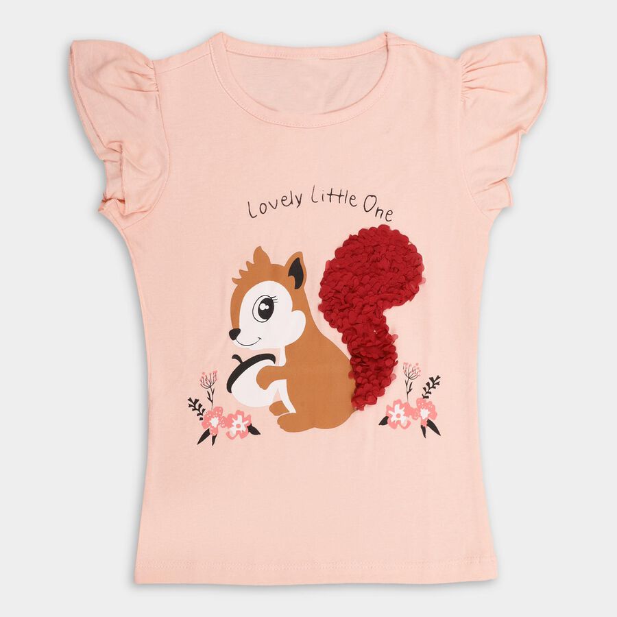 Girls' 100% Cotton T-Shirt , पीच, large image number null