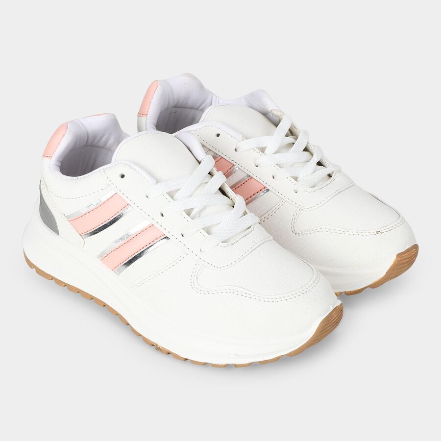 Women's Pink Lace-Up Sneakers, Pink, large