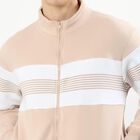 Men's Light Beige Mock Neck Casual Sweatshirt, गहरा पीला, small image number null
