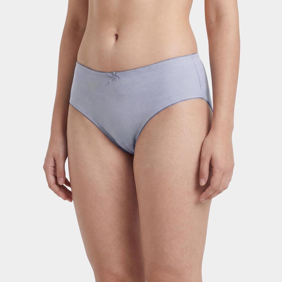 Women's Light Blue Regular Fit Ribbed Scalloped Panty, Light Blue, large