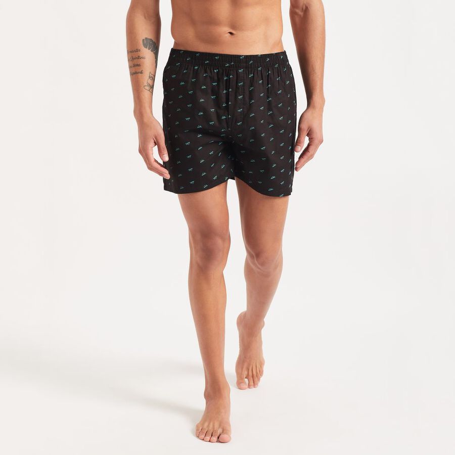 Men's Cotton Boxers, काला, large image number null