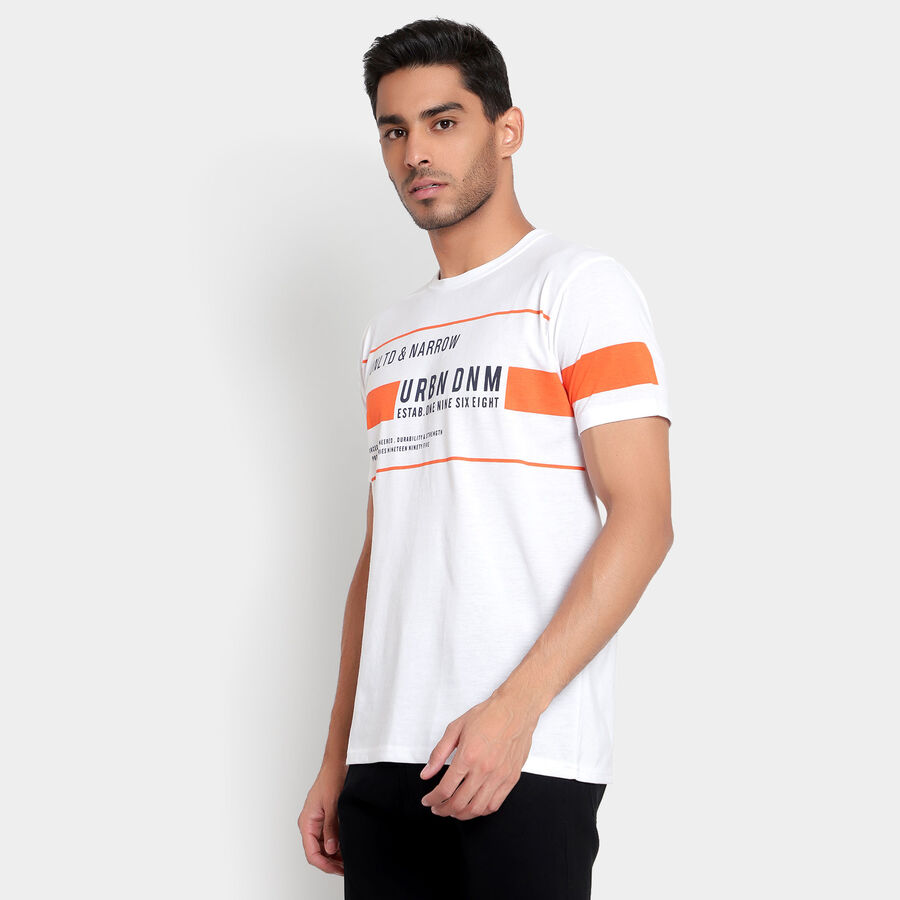 Cut & Sew Round Neck T-Shirt, White, large image number null