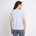 Ladies'  Stripes Round Neck T-Shirt, Light Blue, small image number null