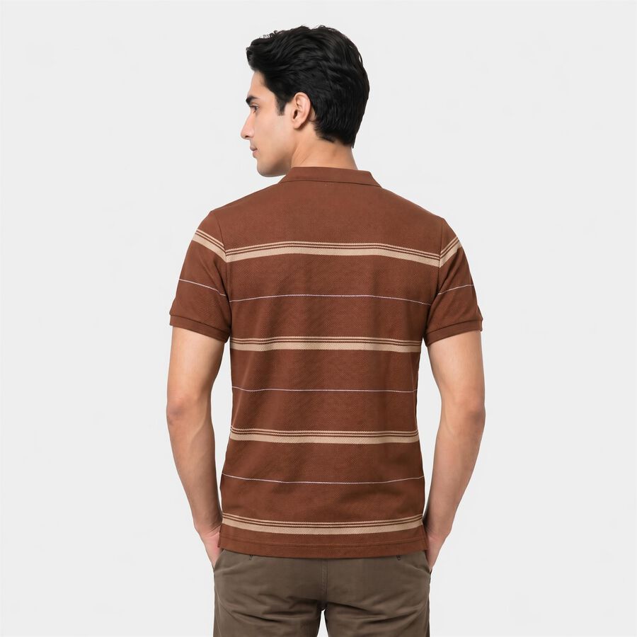 Men's Brown Polo Neck Solid Polo T-Shirt, भूरा, large