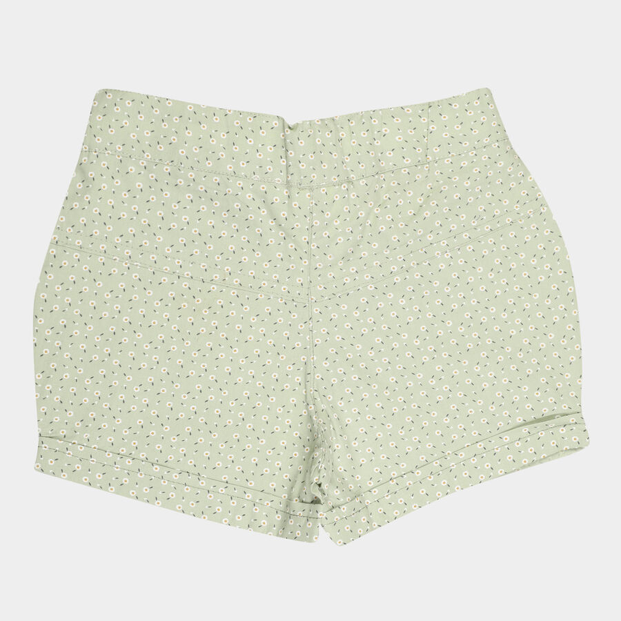 Girls Cotton Shorts, Light Green, large image number null