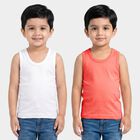 Boys Coral Cotton Round Neck Vest, मूँगा (कोरल), small