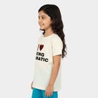 Girls White Round Neck Casual T-Shirt, सफ़ेद, small