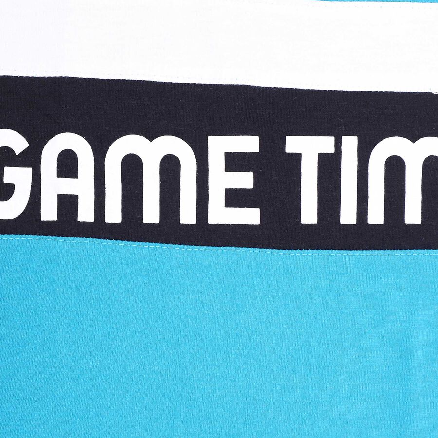 Boys Cut & Sew T-Shirt, Teal Blue, large image number null