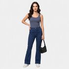 Women's Blue Bootcut Fit Lightly Faded Jeans, मध्यम नीला, small