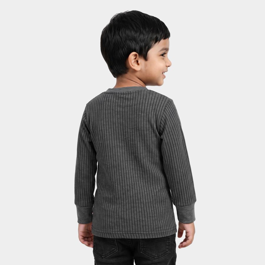 Boys Charcoal Long Sleeve Thermal, चारकोल, large