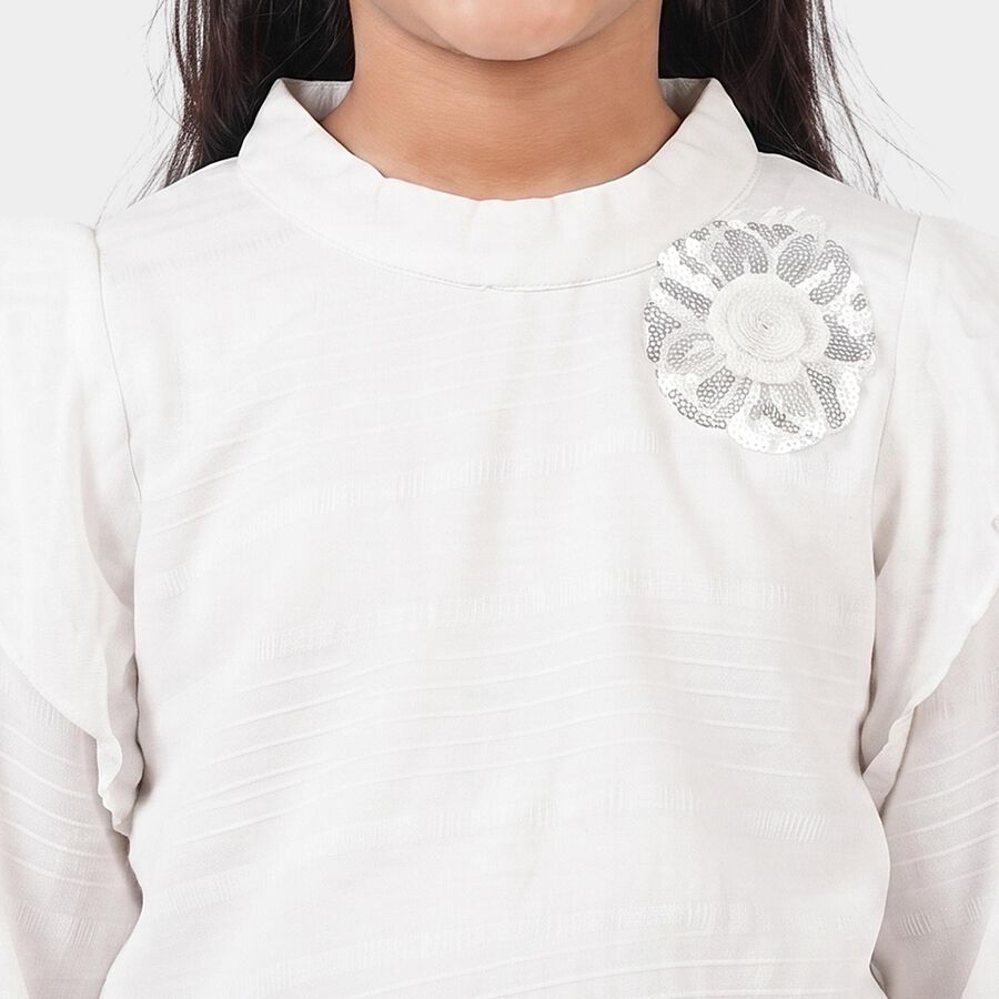Girls White High Neck Regular Top, सफ़ेद, large