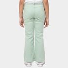 Girls' Mint Green Flared Fit Belted Jeans, Light Green, small