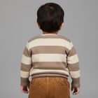 Infants Beige and Cream Crew Neck Striped Pullover, गहरा पीला, small image number null