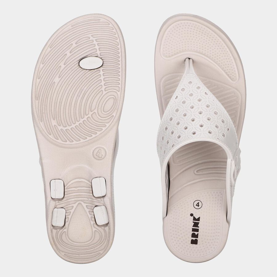 Women's Beige Toe-Post Flip-Flops, गहरा पीला, large