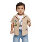 Infants Light Beige Cotton Half Sleeve Classic Casual Shirt, Beige, small image number null