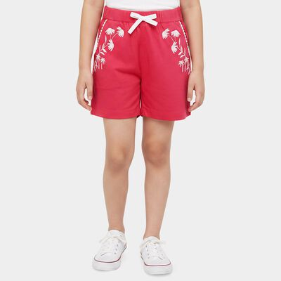 Girls' Fuchsia Regular Fit Solid Shorts