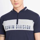 Cut & Sew Henley T-Shirt, Navy Blue, small image number null