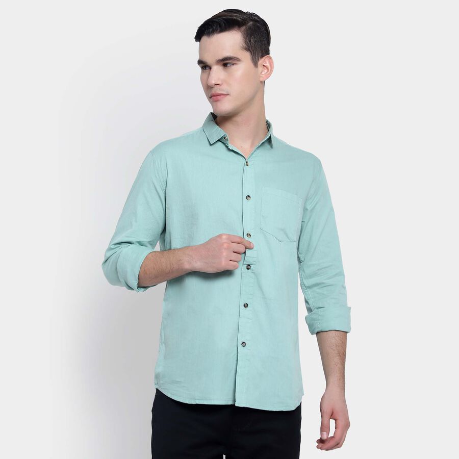 Cotton Solid Casual Shirt, Light Green, large image number null